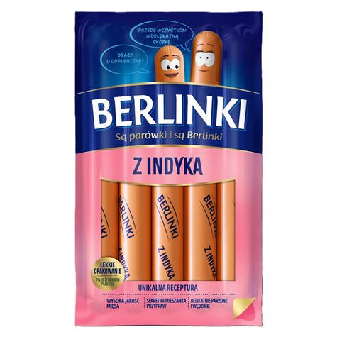 MORLINY BERLINKI PARÓWKI Z INDYKA 250g/16
