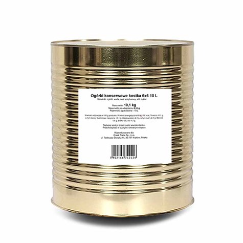 GREEK OGÓRKI KONSERWOWE KOSTKA 6x6mm 9,7kg/6,5kg