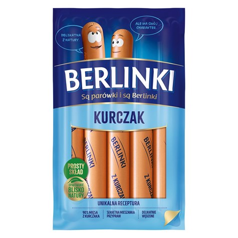 MORLINY BERLINKI PARÓWKI Z KURCZĄT 250g/16