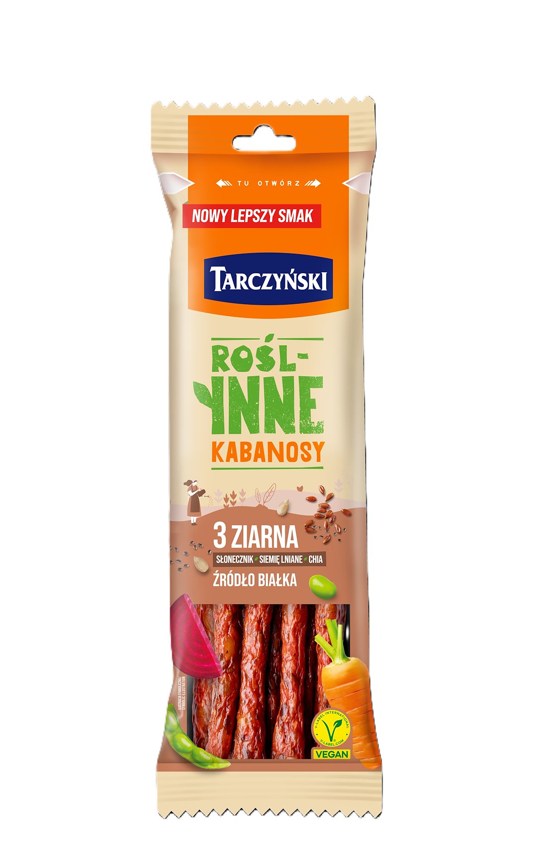 TARCZYŃSKI KABANOSY ROŚLINNE 3 ZIARNA 90g/8