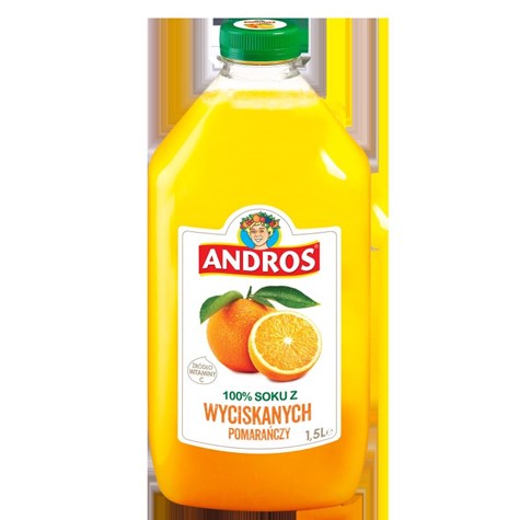 ANDROS SOK POMARAŃCZOWY 100% WYCISKANY 1,5L/6