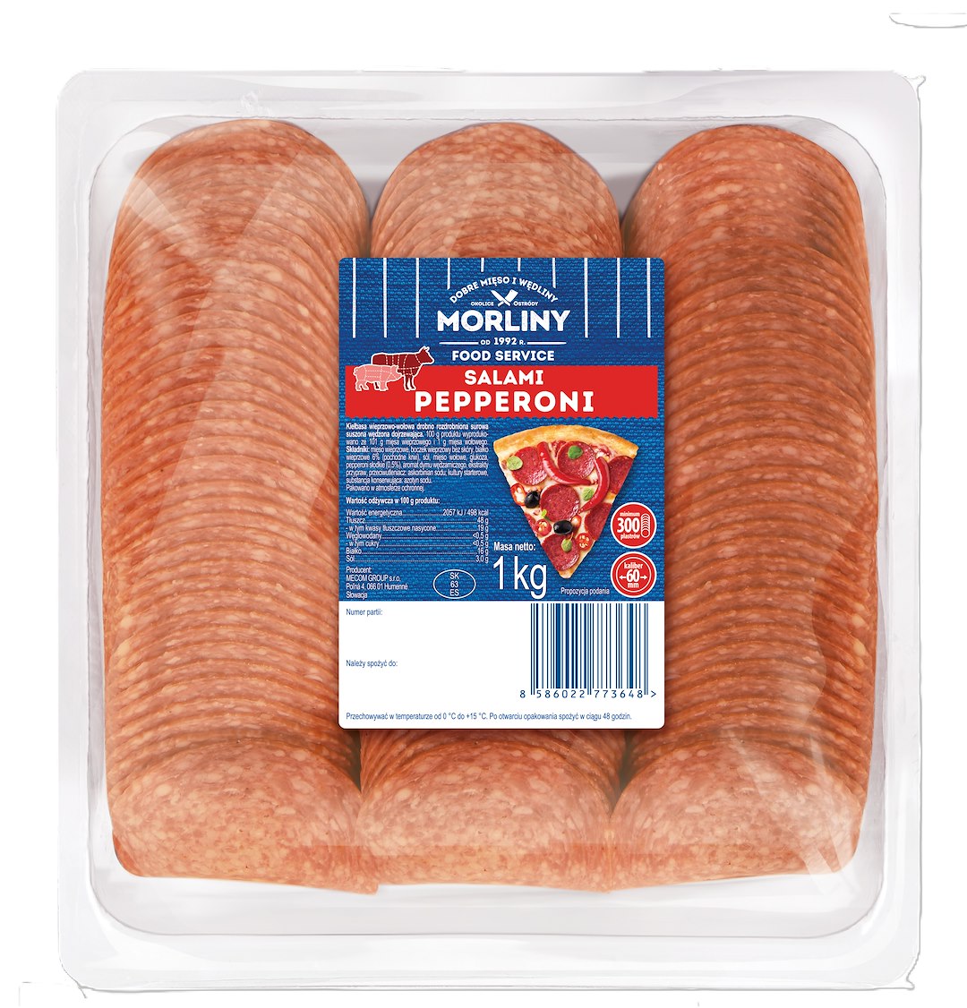 MORLINY SALAMI PEPPERONI PLASTRY 1kg/6