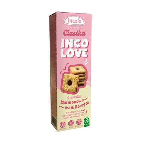 INCOLA CIASTKA MALINA-WANILIA 120g/12 BEZGLUTENOWE