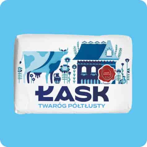 ŁASK TWARÓG PÓŁTŁUSTY KRAJANKA ok 400g pergamin