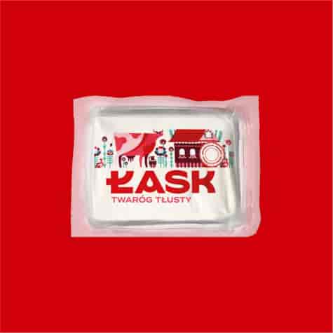 ŁASK TWARÓG PÓŁTŁUSTY KRAJANKA ok 400g pergamin