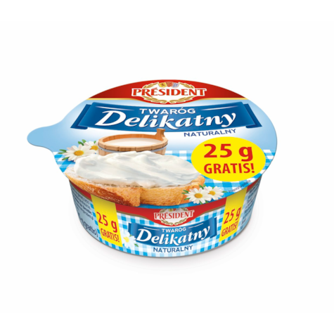 PRESIDENT TWARÓG DELIKATNY NATURALNY 150g+25g/12