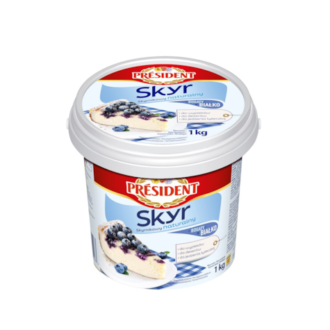 PRESIDENT SKYR SKYRNIKOWY 1kg/6 wiaderko JOGURT NATURALNY