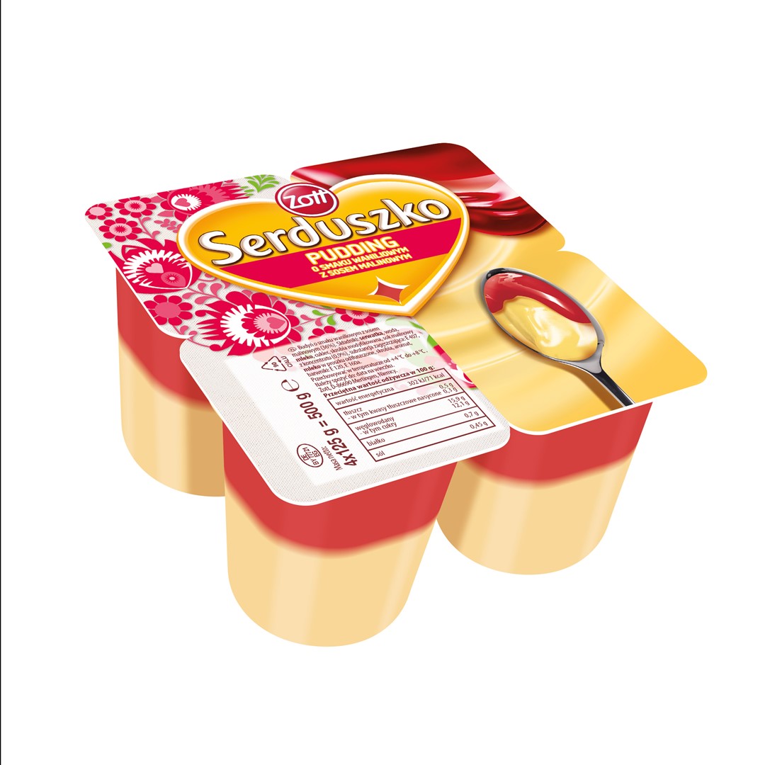 ZOTT SERDUSZKO PUDDING WANILIA Z MALINĄ 4x125g/6