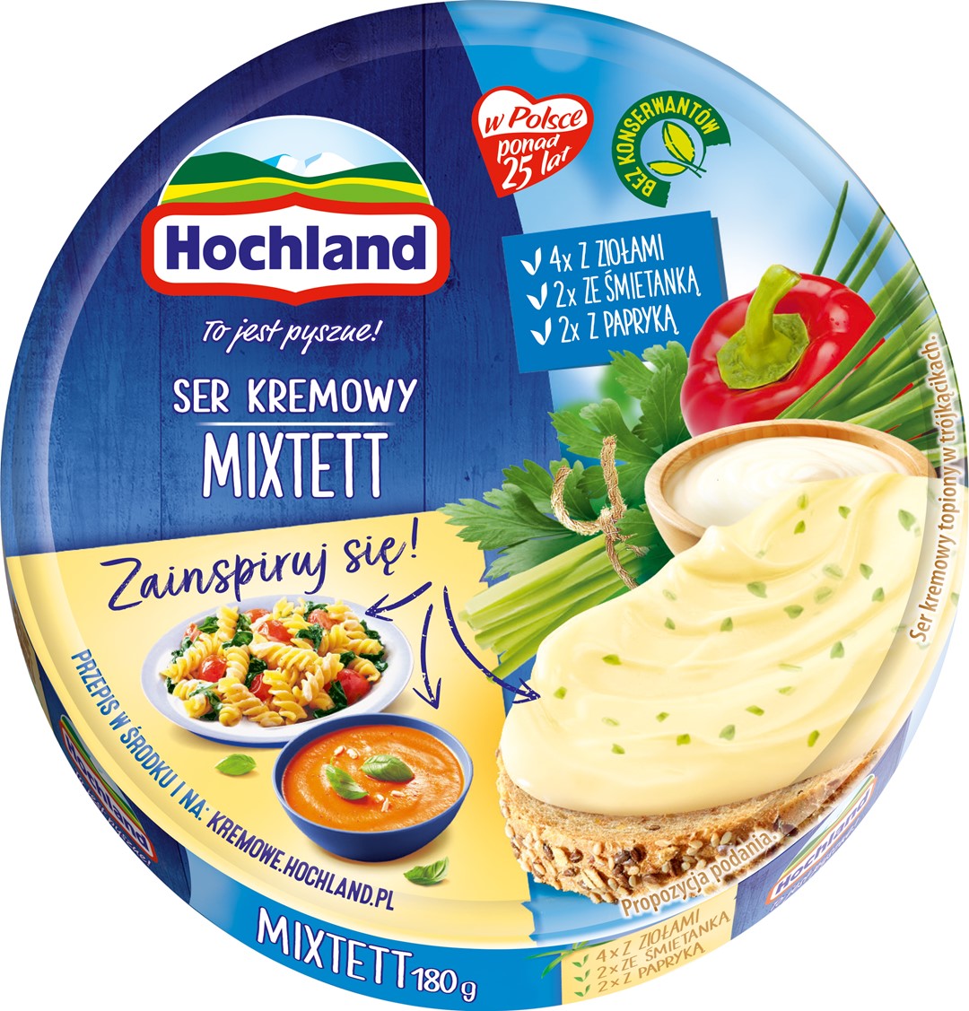 HOCHLAND KRĄŻEK MIXTETT 180g/10 śmiet/papr/zioła