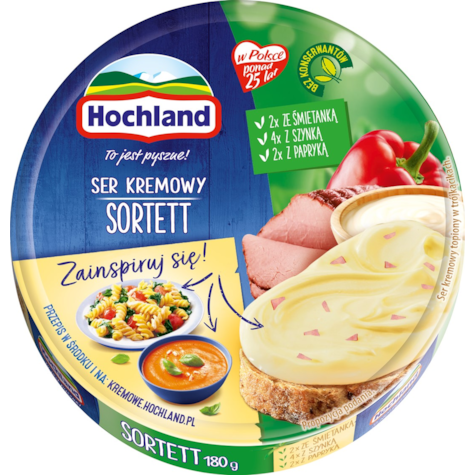 HOCHLAND KRĄŻEK SORTETT 180g/10 szynk/śmiet/papr