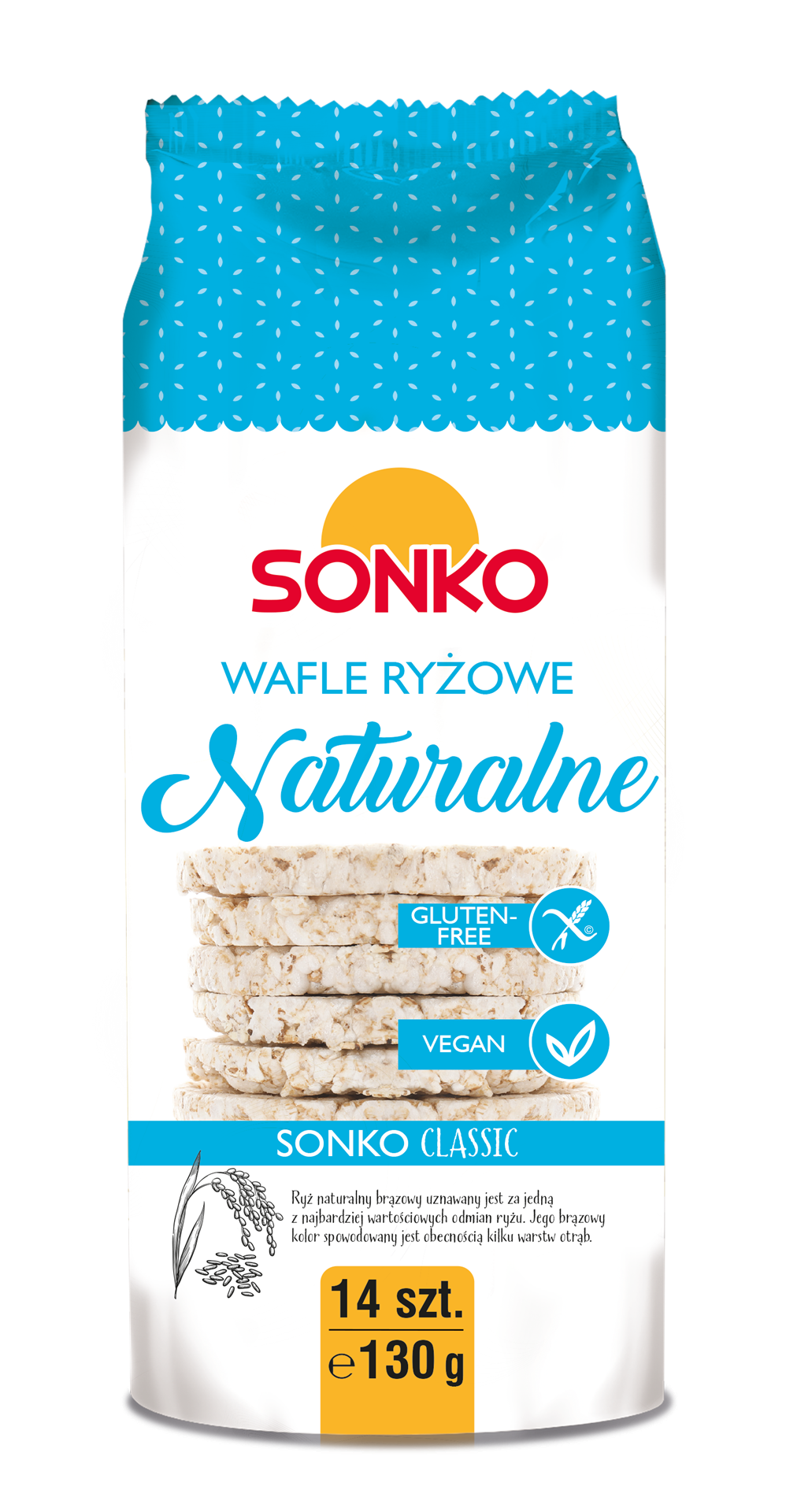 SONKO WAFLE RYŻOWE NATURALNE 130g/16 bezglutenowe