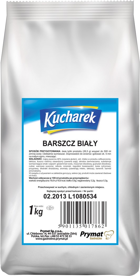 PRYMAT BARSZCZ BIAŁY KUCHAREK 1kg/10 torba